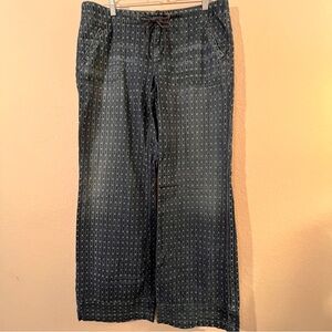 Citizens of Humanity Wide Leg Pants Size 31 Blue Patterned Tie Waist Cotton